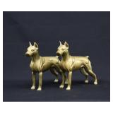 Pair SOLID BRASS Doberman Pinscher Dog Figurines