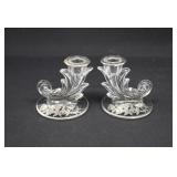 Fostoria BAROQUE POPPY Silver Overlay Candlesticks