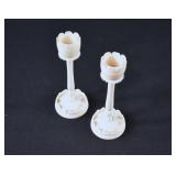 Pair 1912 Meiji Period Japanese Ivory Candlesticks