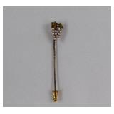 14kt Gold Stick Pin/ 18kt Gold Pearl Grape Cluster