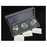 Steuben Glass Triple Hand Cooler Paperweight Set