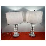 Pair Of Acrylic Lamps W/Metal Base