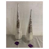 2 Robert Stanley Glass Cone Decorations 17" & 15"