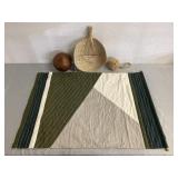 Cotton Wall Hanging, & 3 PCs Of Home Decor.