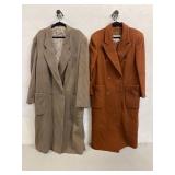 2 Vintage Wool Trench Coats Womenï¿½s Size 14