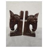 Carved Wood Horse Book Ends