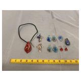 11 Pieces Of Blown Glass Jewelry