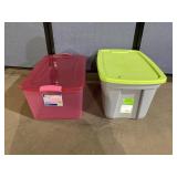 2 Plastic Storage Containers W/Lids