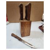 Vintage Brazil Steak Knives with Wood Block