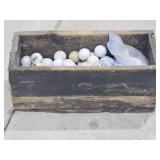 Wooden Crate with Miscellaneous Golf Balls