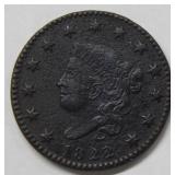 1822 Large Cent - - Grainy