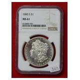 1880 S Morgan Silver Dollar NGC MS61