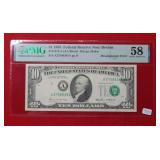 1985 $10 Federal Reserve Note  PMG 58