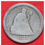 1875 S Seated Liberty Silver 20 Cent Piece