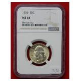 1936 Washington Silver Quarter NGC MS64