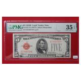 1928 B $5 US Note PMG 35