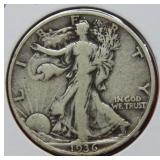 1936 D Walking Liberty Silver Half Dollar