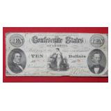 1861 $10 CSA Note - Large Size T-25 #144