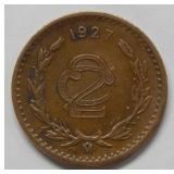 1927 Mexico 2 Centavos