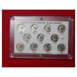 1942-1945 Jefferson Wartime Silver Nickel 11PC Set