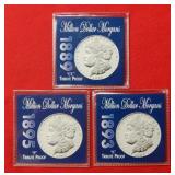 (3) Tribute Proof Morgan Dollars-1889CC-1893S-1895