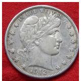 1912 D Barber Silver Half Dollar