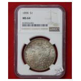 1898 Morgan Silver Dollar NGC MS64