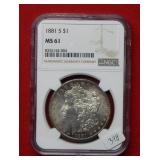 1881 S Morgan Silver Dollar NGC MS61