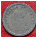 f1856 Seated Liberty Silver Dime - Large Date