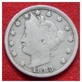 1883 Liberty V Nickel -- With Cents