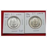 (2) BT Washington Silver Comm 1/2 Dollar 1951-1946