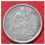 1877 CC Seated Liberty Silver Dime