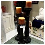 3 Piece Antique Bronze Candle Holder Set