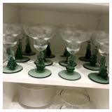 Set of 8 Green and Clear Margarita Glasses