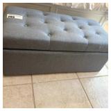 Grey Tufted Storage Ottoman with Cushion Top