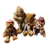 Set of Brown Teddy Bears with Hats, Ties, and Ves