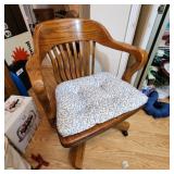 Oak Swivel Office Arm Chair