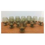 (10) GREEN GLASS BRANDY SNIFTERS