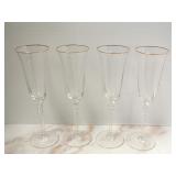 (4) GOLD RIMMED CHAMPAGNE GLASSES