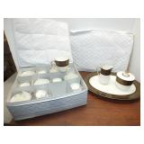 MIKASA BONE CHINA PLATTER, CREAM, SUGAR & CUPS