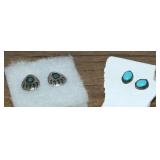 (2) PAIRS SILVER & TURQUOISE EARRINGS