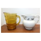 AMBER PITCHER & BLACK AND WHITE PITCHER