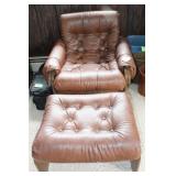 LEATHER CHAIR & OTTOMAN