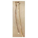 (2) WALKING STICKS, ONE W/ ANTLER TOP