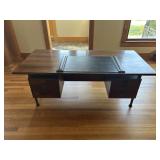 VINTAGE 71 X 33. 5 INCH WOODEN DESK