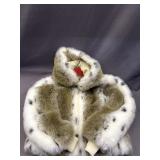 21.5 INCH CHEST WHITE AND BROWN FUR JACKET