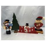 4- WOODEN HOLIDAY DECORATION PIECES.  TREE IS 12