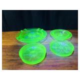 Green (uranium) Depression Glass Ashtrays &