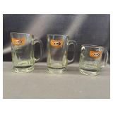 2 6 INCH A&W GLASS MUGS AND A 4.5 INCH A&W GLASS