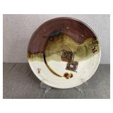 Signed Clay Art Plate w/ Stand